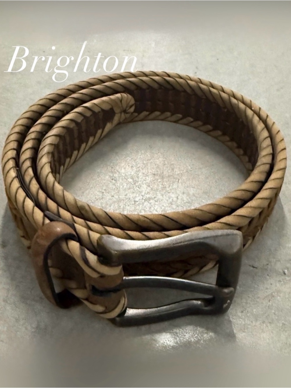 Brighton Brown Woven Leather Belt with Brass Buckel - Size 36